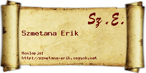 Szmetana Erik névjegykártya